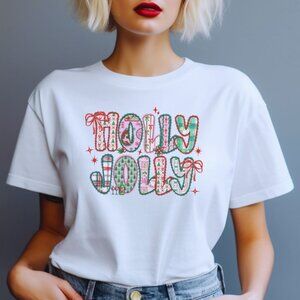 Christmas Graphic Tee Coquette Girly Holiday Jolly T-Shirt Whimsi